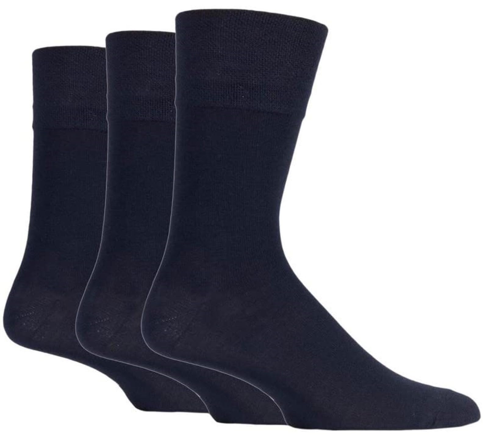 6 Pairs Mens Gentle Grip Non Elastic Honeycomb Top Socks Navy