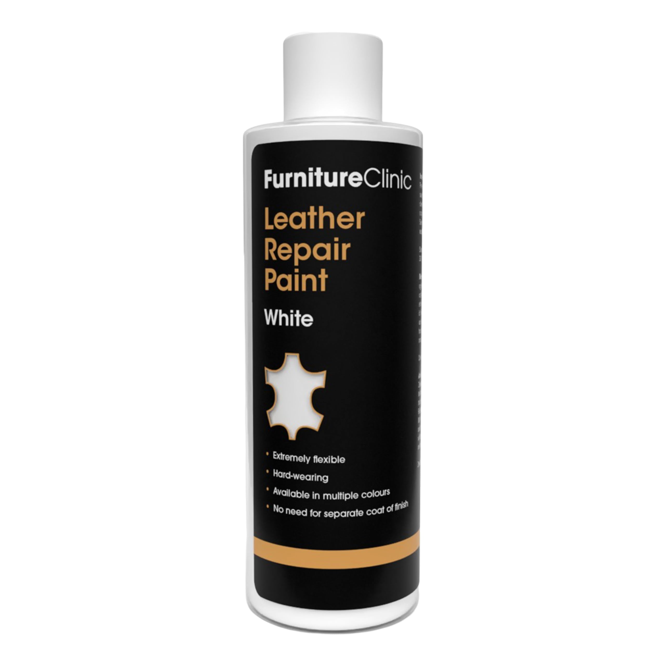 Furniture Clinic Leather Repair Paint & Dye | Self Seal Colourant For Quick And Easy Suitable Sofas, Car Seat, Shoes, Handbag, More - White, 250Ml