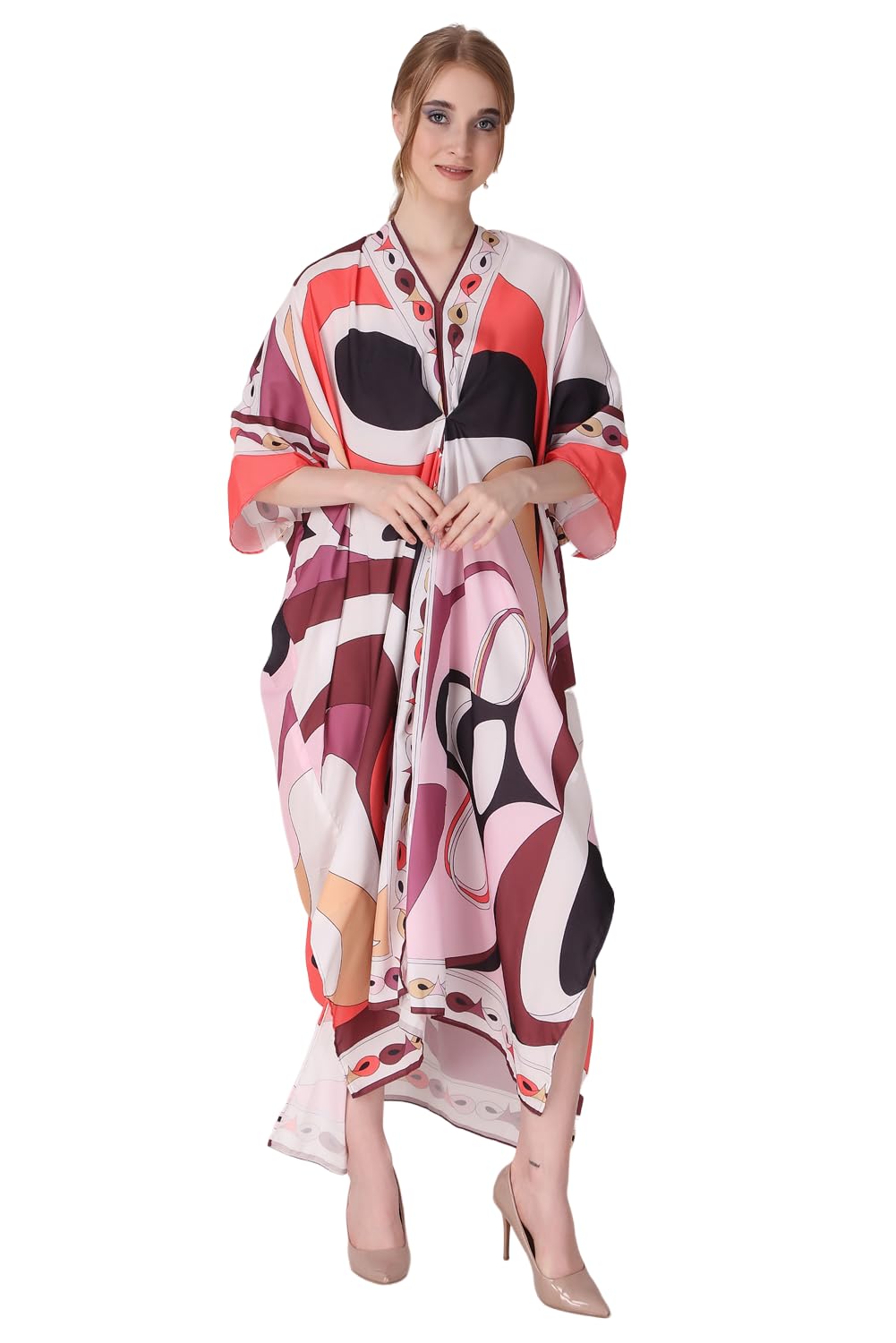 dressprinted Canyon Strips Printed Crepe Maxi Long Length Kaftan Dress for Women Multicolor Freesize-picture-52