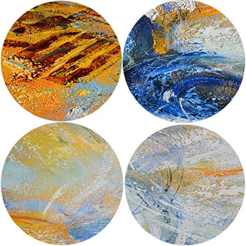 Peinture abstraite orange dorée pour décor de chevet nordique