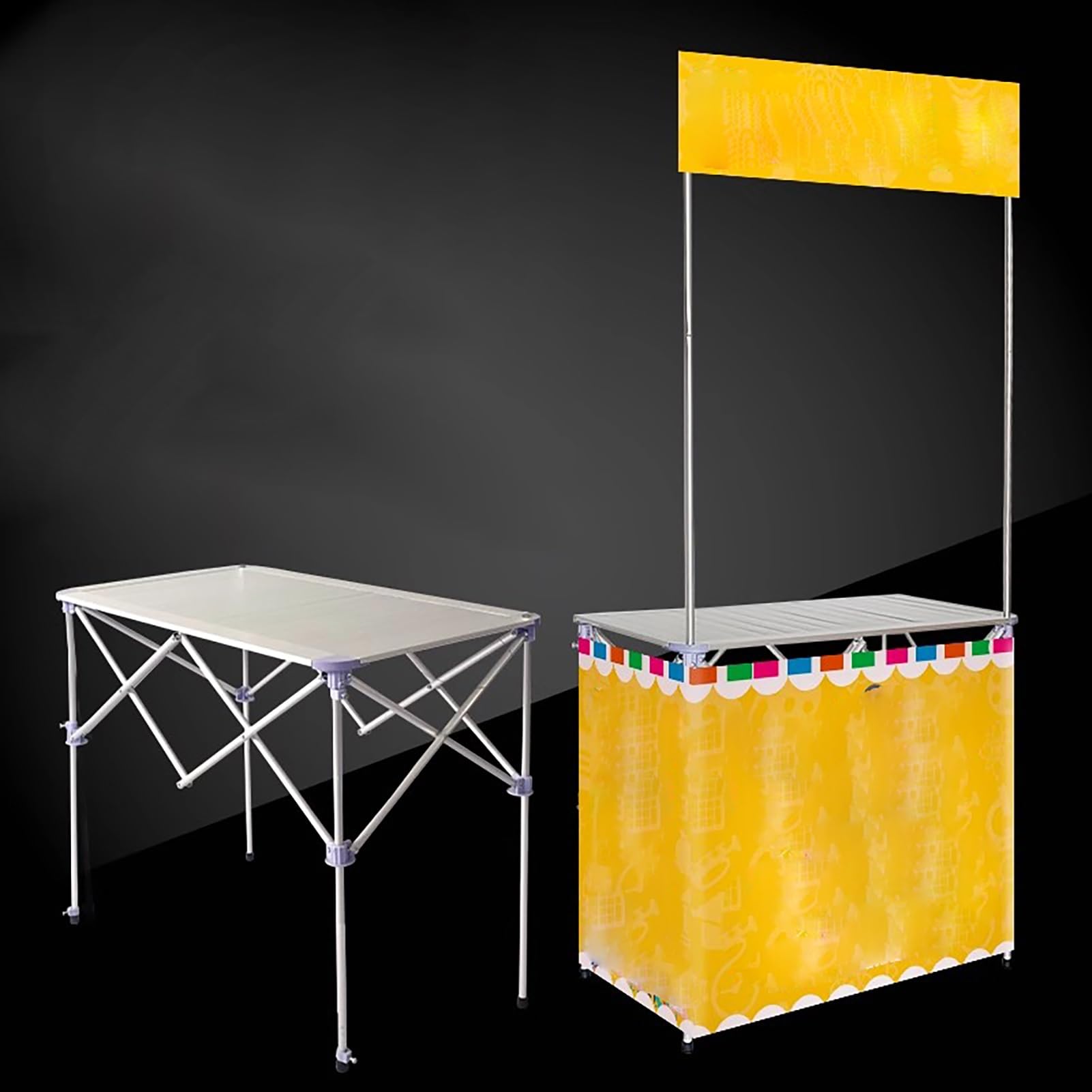 Marktstand Verkaufsstand Aluminium-Lebensmittelstand mit Aufbewahrungstasche, Faltbare Pop-up-Ausstellungsreden Thekenstand, Kommerzielle/Einzelhandel Verkäuferstand Süßigkeiten(L)
