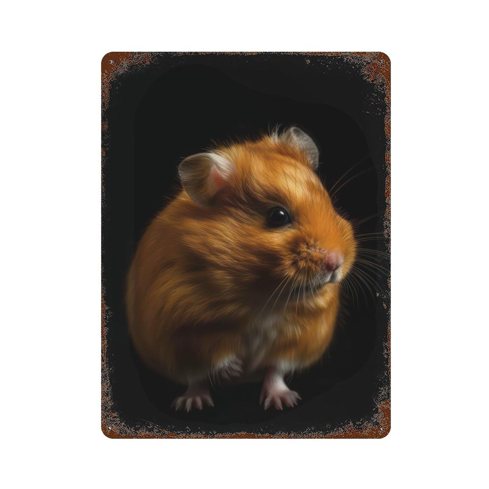 Playful Hamster Rust Effect Tin Sign 15.7"x11.8", Novelty Wall Decor for Garage, Pub Or Kitchen