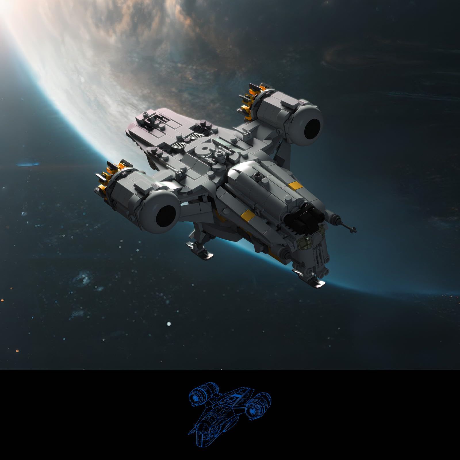 Givenni Star Ship - Set di blocchi da costruzione per adulti, serie Ultimate Collectors Star Ship Model Kit (777 pezzi)
