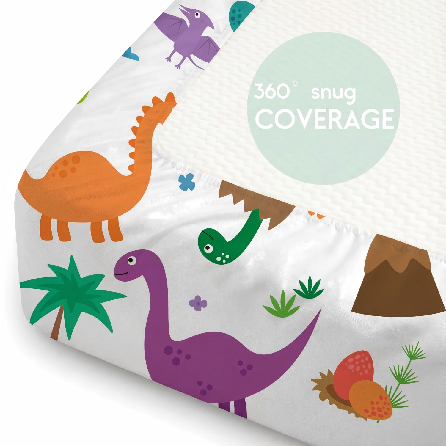 Juego de sábanas de dinosaurio para cuna, paquete de 4 sábanas bajeras para cuna de 28 x 52 pulgadas, sábanas de microfibra suave y transpirable para niños y niñas, funda de colchón estándar para cuna