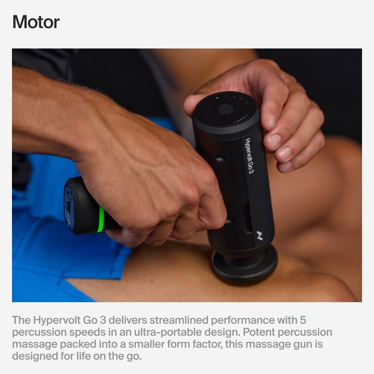 Hyperice Hypervolt Go 3 – Compact Handheld Percussion Massage Gun with QuietGlide Technology | 3 Speeds, Portable Lightweight Design | Helps Relieve Muscle Soreness and Improve Recovery