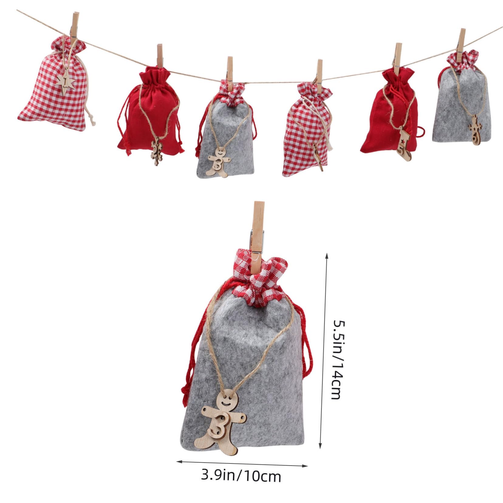 IMIKEYA Lot De 3 De Calendrier De L'avent De Noël À Cordon Conteneurs De Noël De Rangement pour d'emballage Décoratifs De Noël