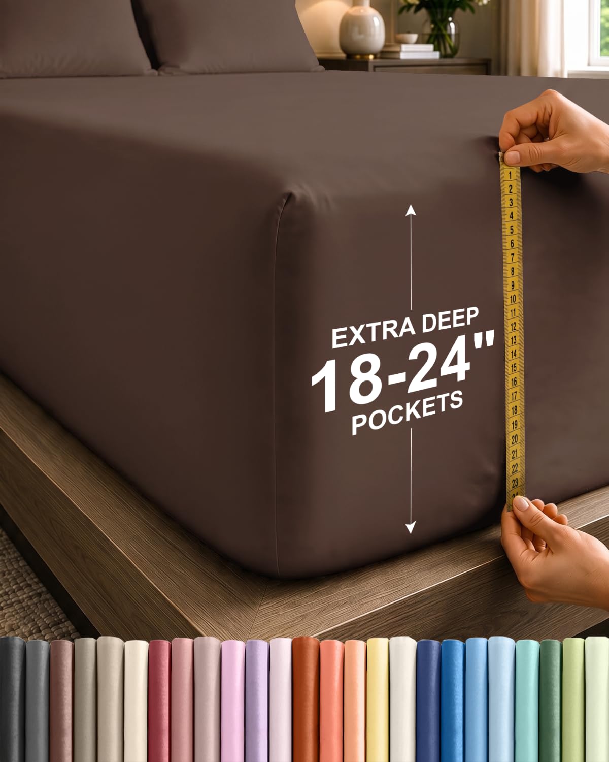 CGK Extra Deep King Single Fitted Sheet Only - Brown