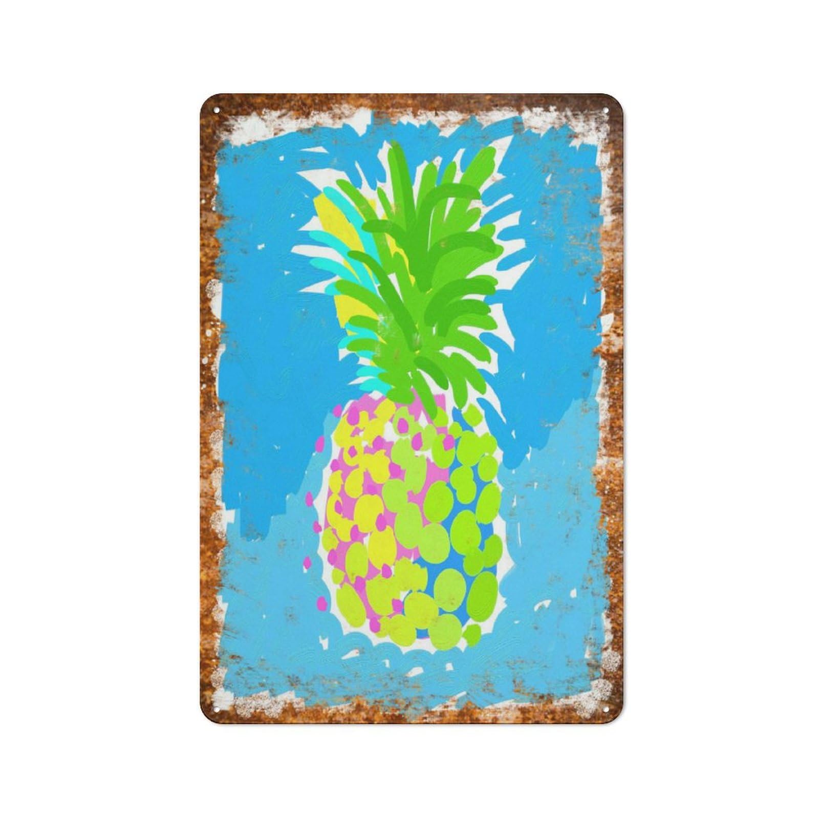 peiyeety Metal Tin Sign Colorful Pine Watercolor Pattern Vintage Rustic Wall Art Kitchen Bathroom Bedroom Living Room Cafe Farmhouse Office Garage Home Bar Laundry Room Porch 6x8 Inch