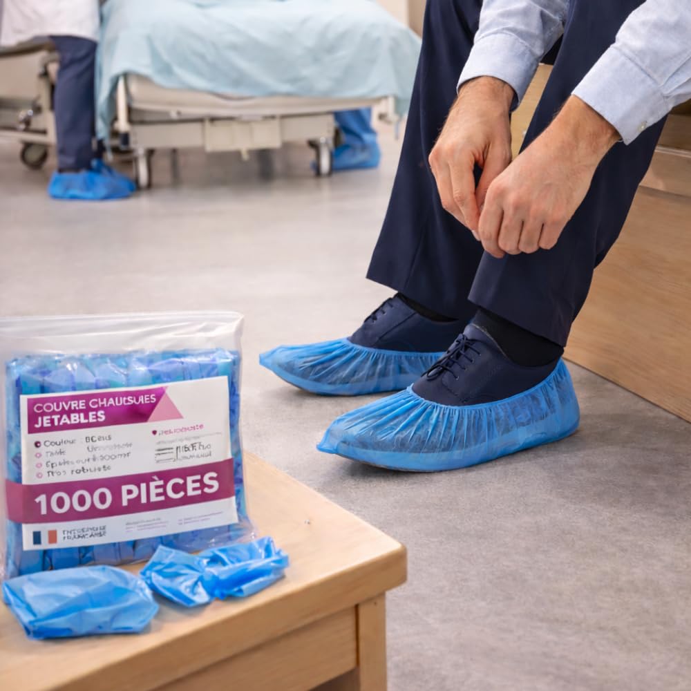 1000 Couvre-chaussures jetables résistants et imperméables - Surchaussures jetables en CPE - Nettoyage domestique - Jardinage