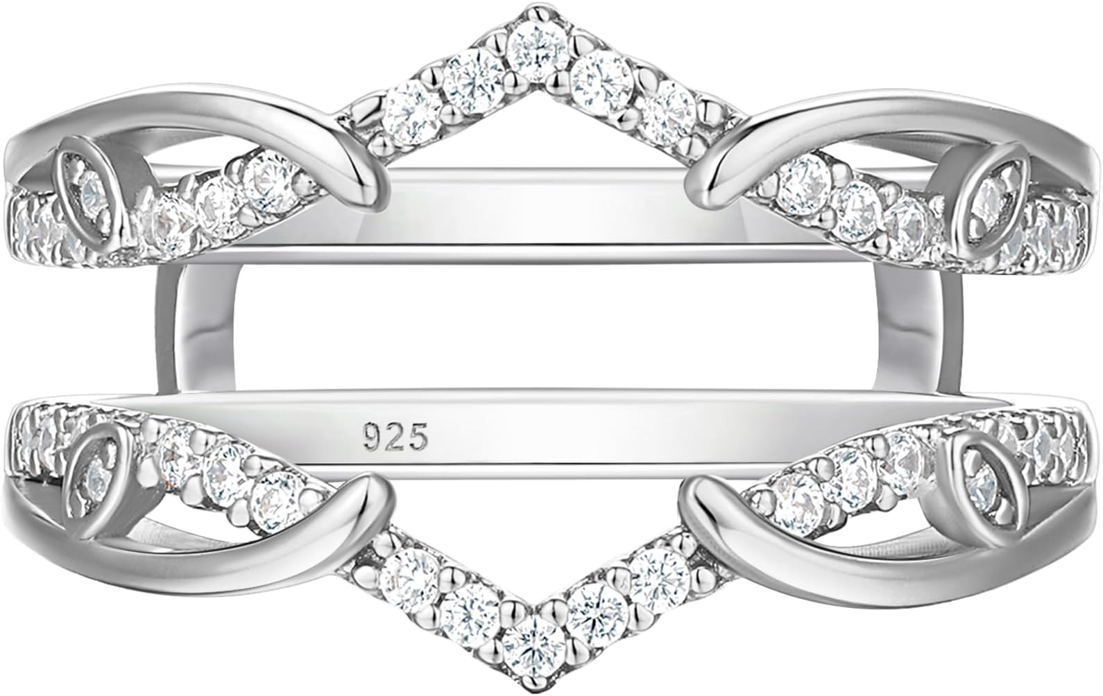 Infinity Ring Enhancer Guard for Engagement Rings 925 Sterling Silver Eternity Ring Wrap Cz Wedding Bands for Women Size 5-10
