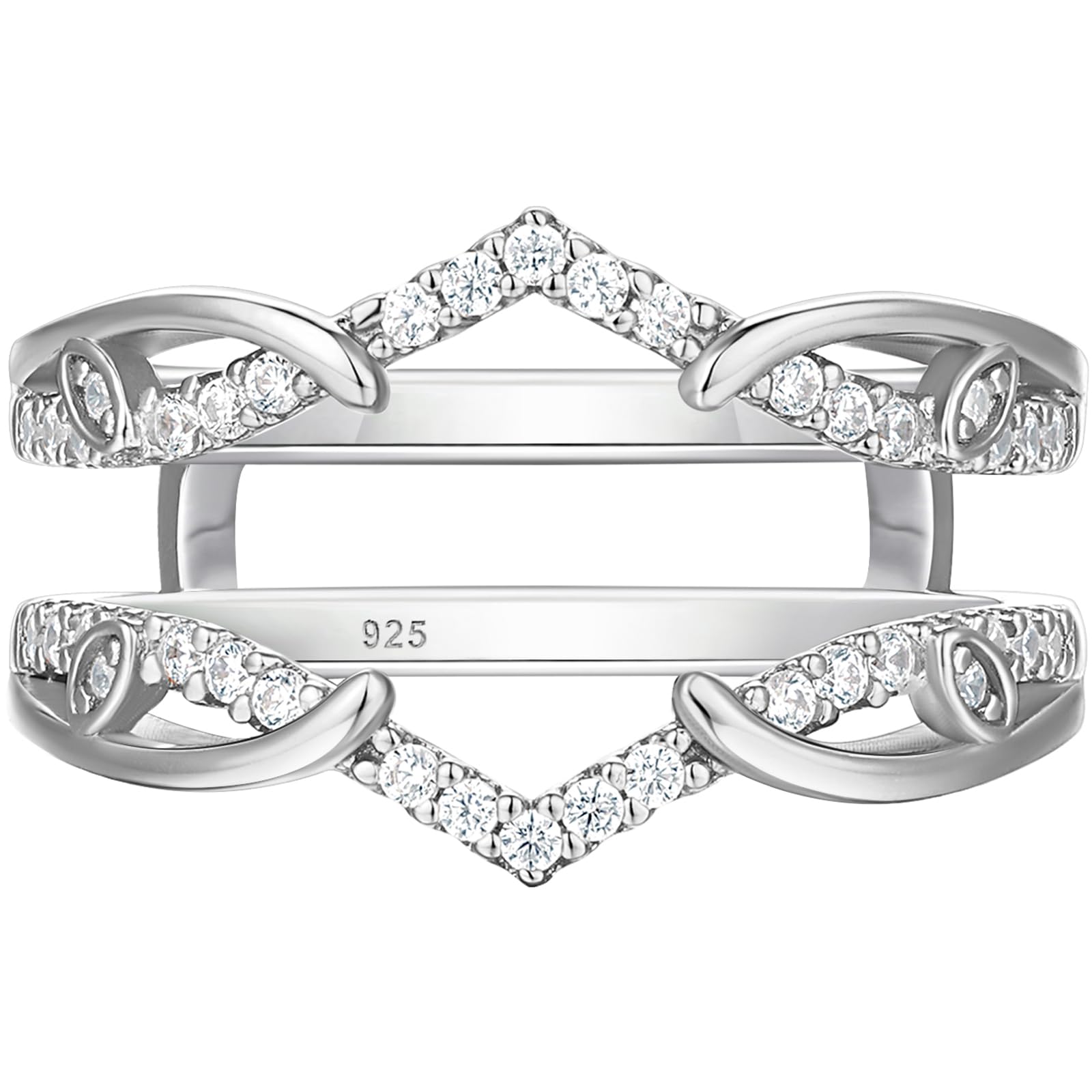 Infinity Ring Enhancer Guard for Engagement Rings 925 Sterling Silver Eternity Ring Wrap Cz Wedding Bands for Women Size 5-10