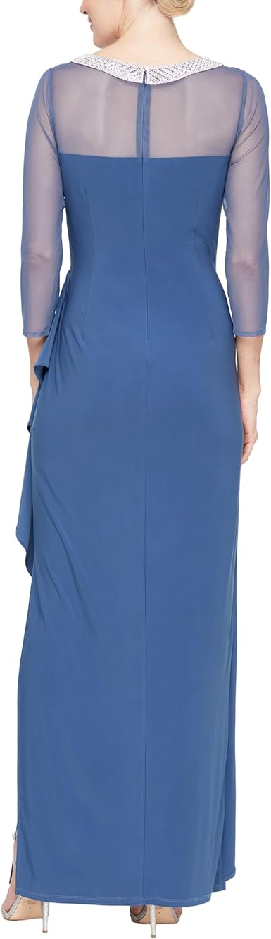Alex Evenings Women's Long Shift Dress Illusion Neckline (Petite and Regular), Navy and Silver, 8 : Buy Online at Best Price in KSA - Souq is now Amazon.sa: Fashion Alex Evenings Women's Long Shift Dress Illusion Neckline (Petite and Regular), Navy and Silver, 8 : Buy Online at Best Price in KSA - Souq is now Amazon.sa: Fashion