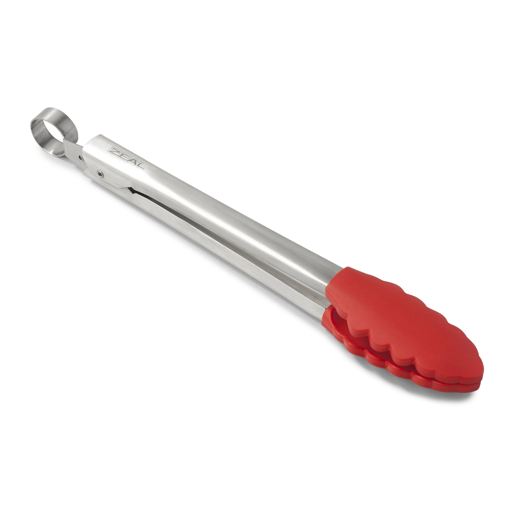Zeal Silicone Non-Stick Kitchen Tongs with Stainless Steel Handle (26cm) -Red, 26 cm