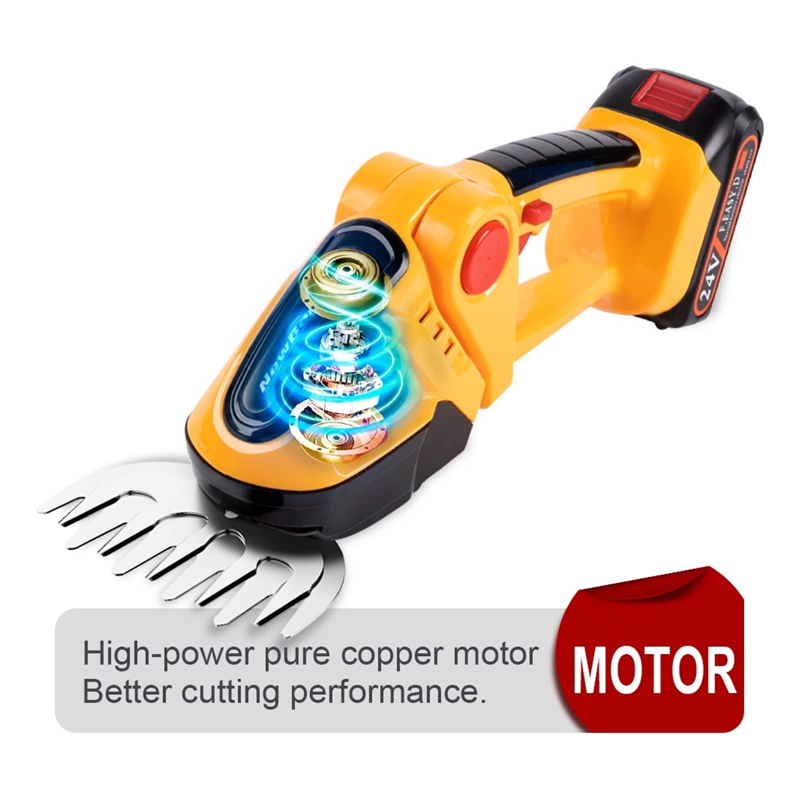 Taglia erba, Tagliasiepi elettrico a batteria 2 in 1 24V 20000 giri/min(Green-1 Battery)