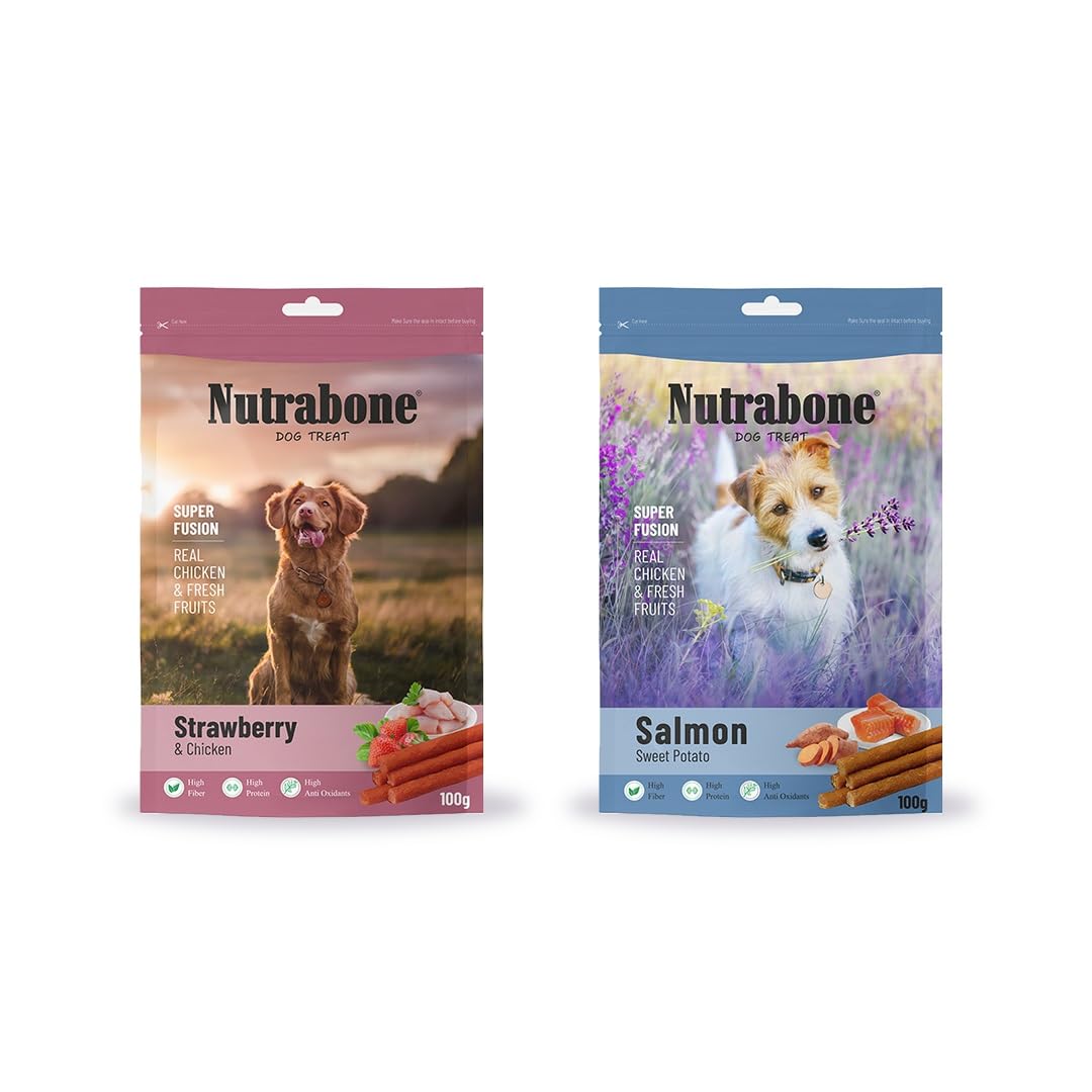 Nutrabone Strawberry & Salmon Pack of 2 Dog Treat, Highly Nutritional & Digestible, Suitable for All Dog Breeds, Easy to Digest, No Artificial Flavors Added-100g Each (B0CDLW5HV6) Amazon Price History, Amazon Price Tracker