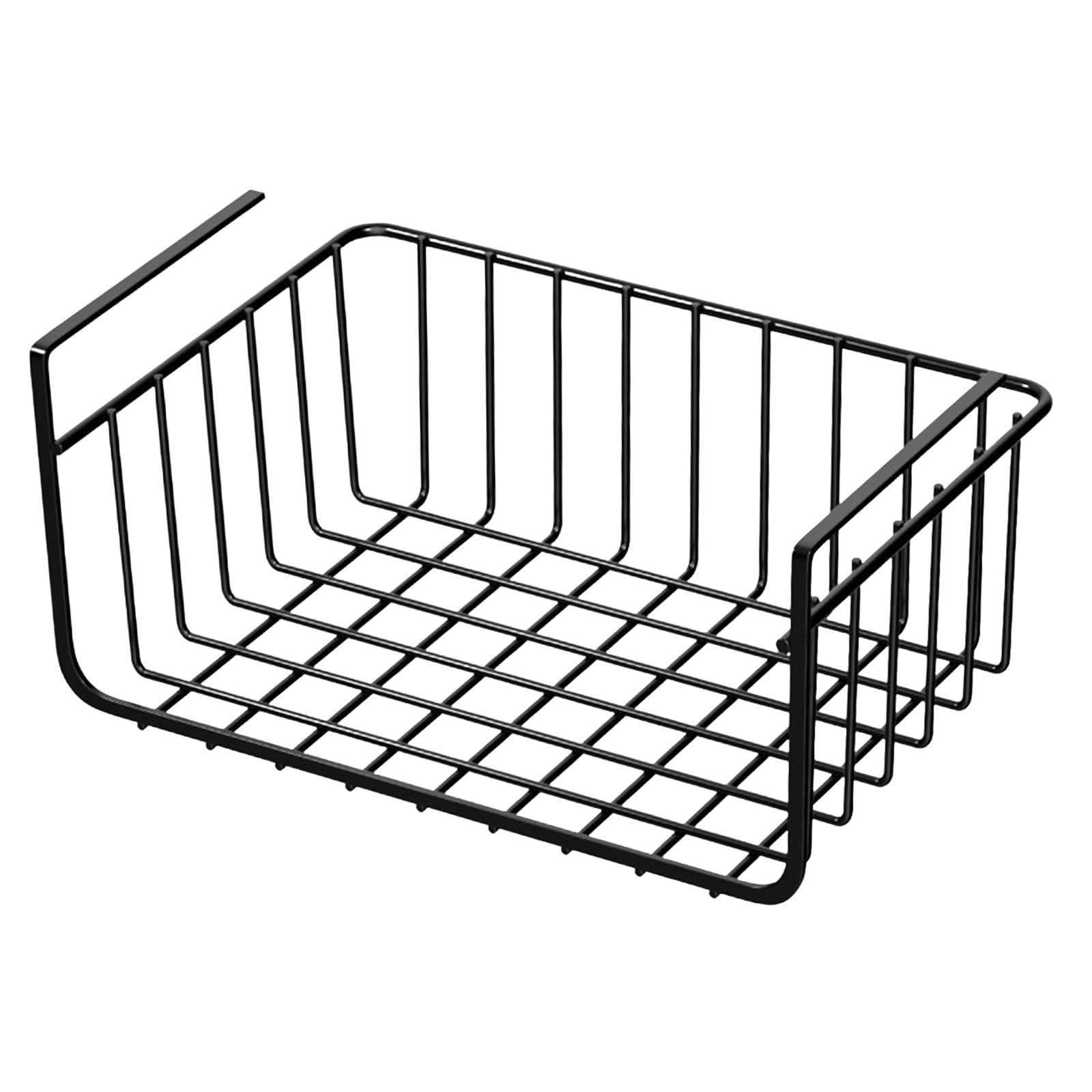 Sottomensola, in Filo Metallico, Scorrevole, Mensola in Filo Metallico, Porta Spezie Multiuso, Organizer per Cucina, Bagno, Armadio, Nero 32x22 cm