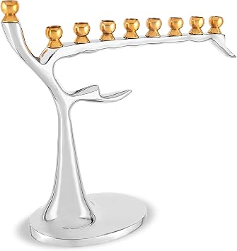 Zion Judaica Chanukah Artistic Barren Winter Tree Candle Menorah Fits Hanukkah Candles or Oil Cups Tree of Life Designers Hanukkiah for Chanukkah and Year Round Judaica Collection