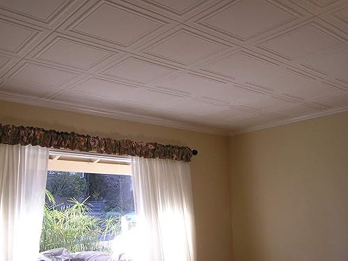 Vista 22 de À LA MAISON CEILINGS R24 Line Art Azulejo de Techo de Espuma con Adhesivo (21.6 pies cuadrados/Caja), Paquete de 8, Blanco Liso