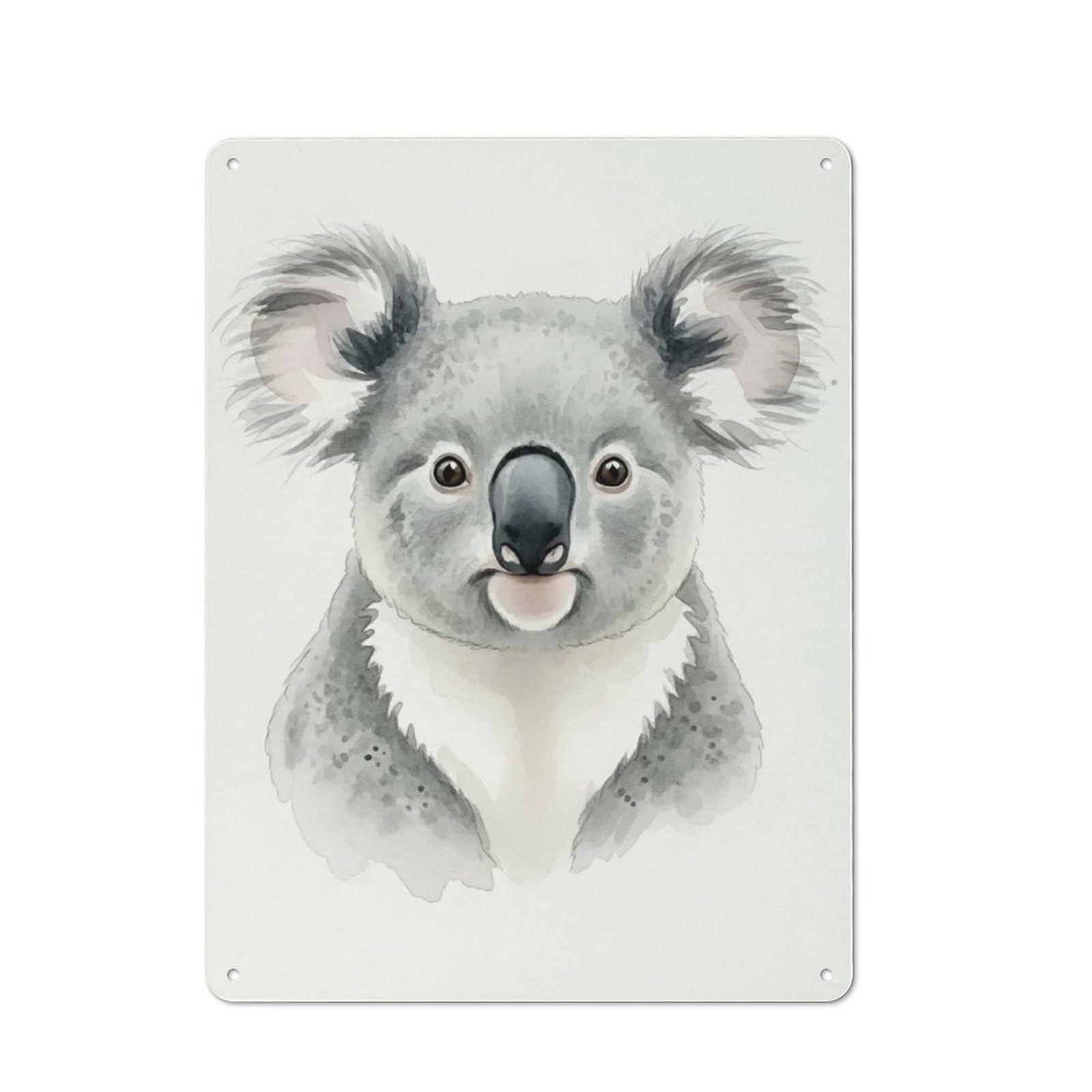 Junmoney Style-5 Watercolor Koala Portrait Urban Metal Wall Decor 40X30cm, Industrial Metal Sign For Flat, Bar, Studio Or Gallery Wall