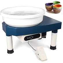 electric Pottery Wheel, 400W Pottery Machine with Lcd Display, Aluminum Alloy Ceramic Machine with Foot Pedal and Detachable Basin and Legs In School Lessons, Pottery Rod, Home Use