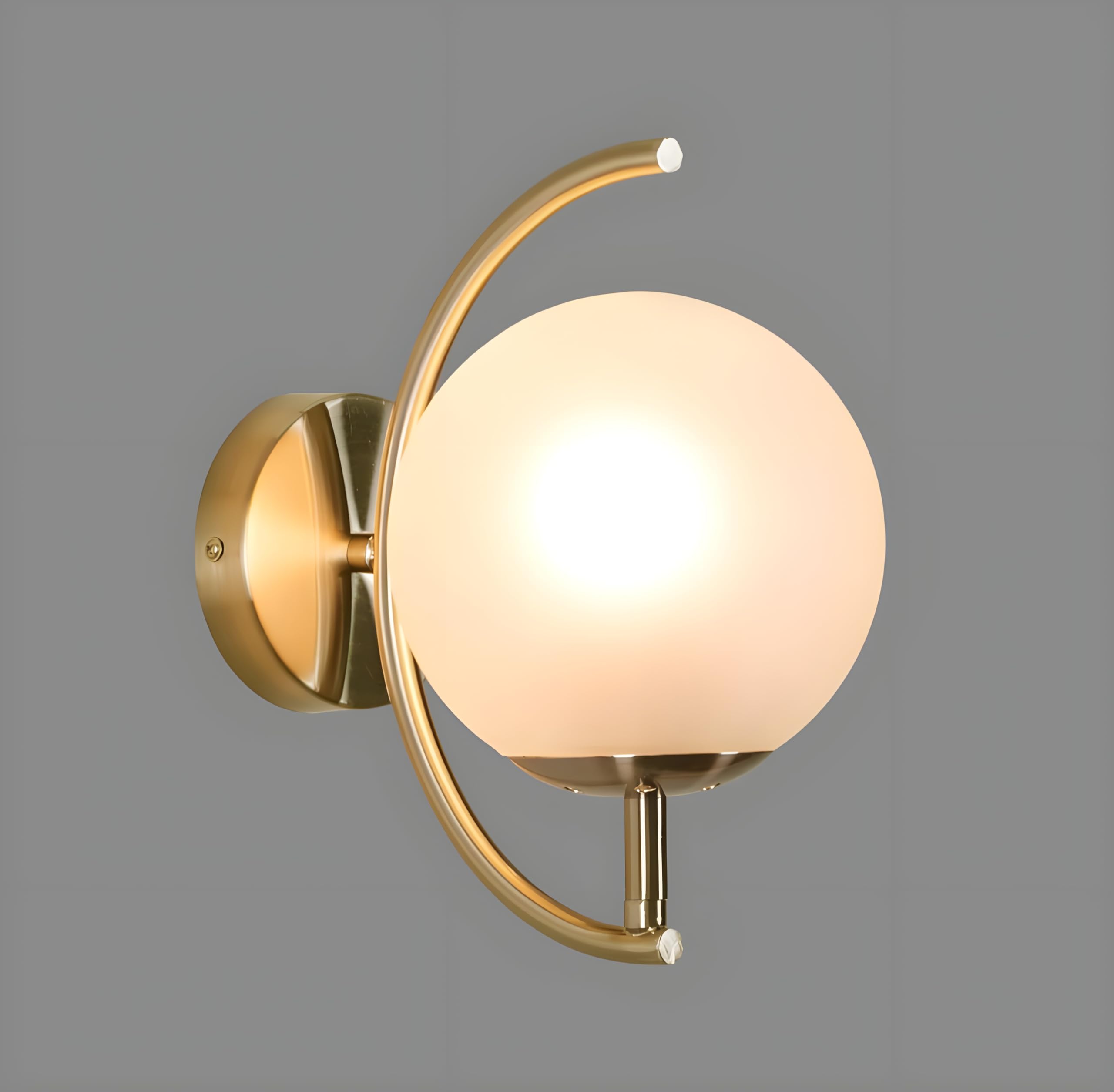 GLOMZY Golden Metal & Glass Wall Light for Living Room Modern/Wall Lamps for Bedroom/for Living Room/Wall Lights for Home Decoration/Bedside Wall lamp (C - Shape)(Bulb Not Included)-image-45
