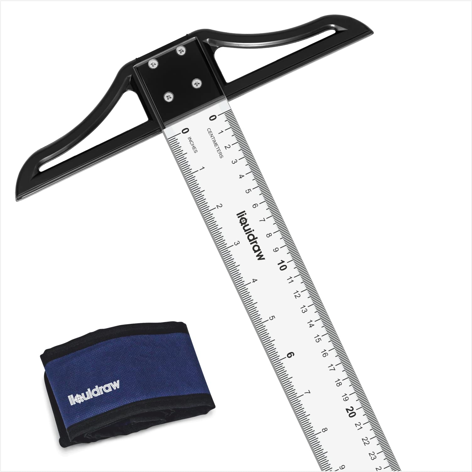 Liquidraw Regla cuadrada en T, 60 cm, regla acrílica para dibujo y dibujo, medidas imperiales y métricas, borde biselado y cabeza desmontable, para arquitectos, ingenieros y dibujo técnico