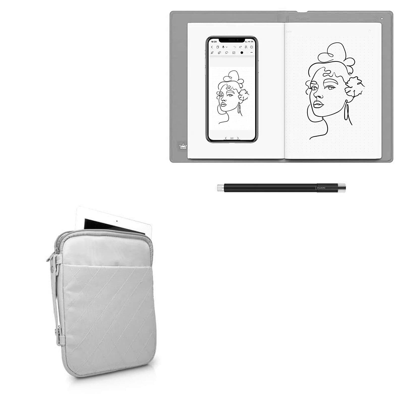 BoxWave Case Compatible with Huion Note - Quilted Carrying Bag, Soft Synthetic Leather Cover w/Diamond Design - Cool Grey