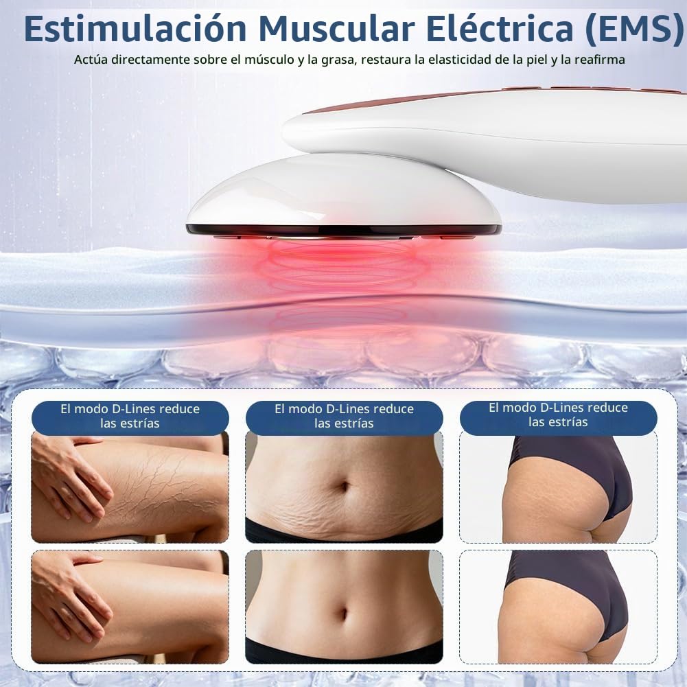 Aolso 3 en 1 Masajeador De Grasa, Masajeador Anticelulitico Reductor, Masajeador Corporal Eléctrico EMS con 6 Cabezales de Masaje, 3 Modos para Cintura, Abdomen, Brazos, Glúteos y Piernas