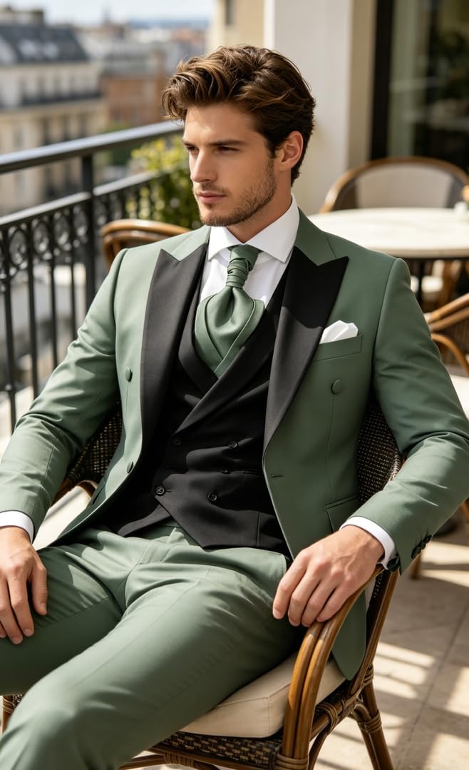 Mens 3 Piece Suits for Men Slim Fit Wedding Tuxedo Suit Fashion Formal