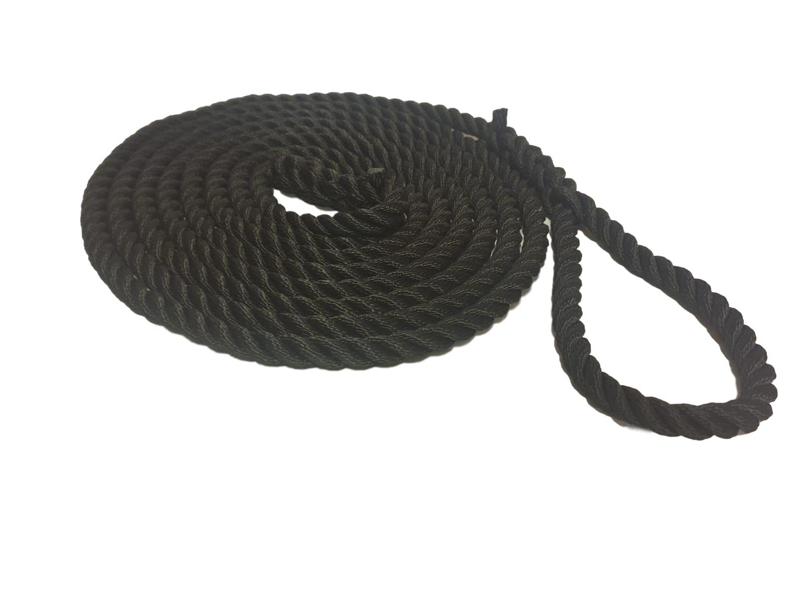 14mm Softline Polypropylene Mooring Rope 40ft Long With Loop & Back Splice - Narrowboat - Polysoft - Floating Line - Navy Blue - Black (Black)