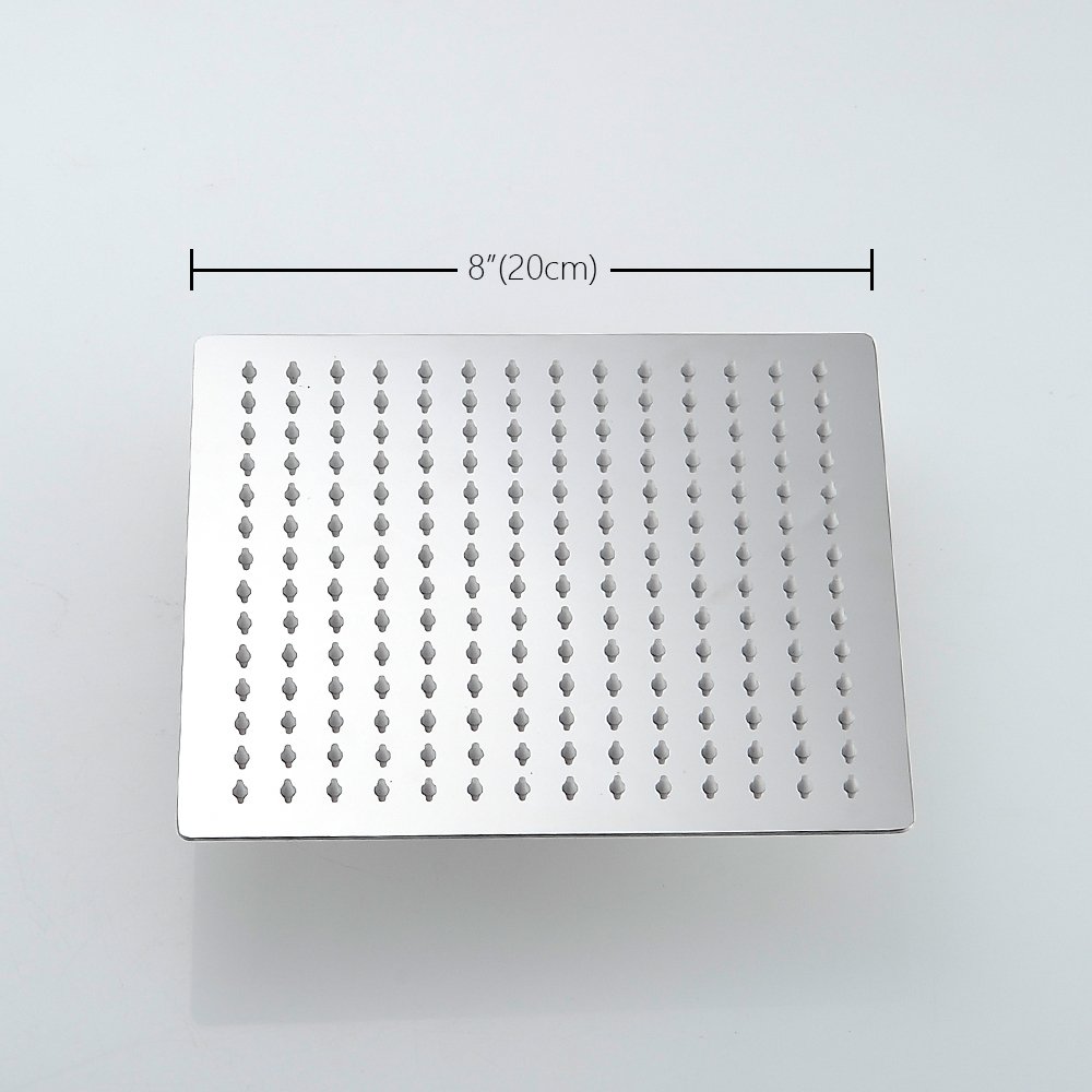 KUNGYO 304 Ducha de Lluvia Acero Inoxidable 8 Pulgadas Rectangular Rociador Superior Fino