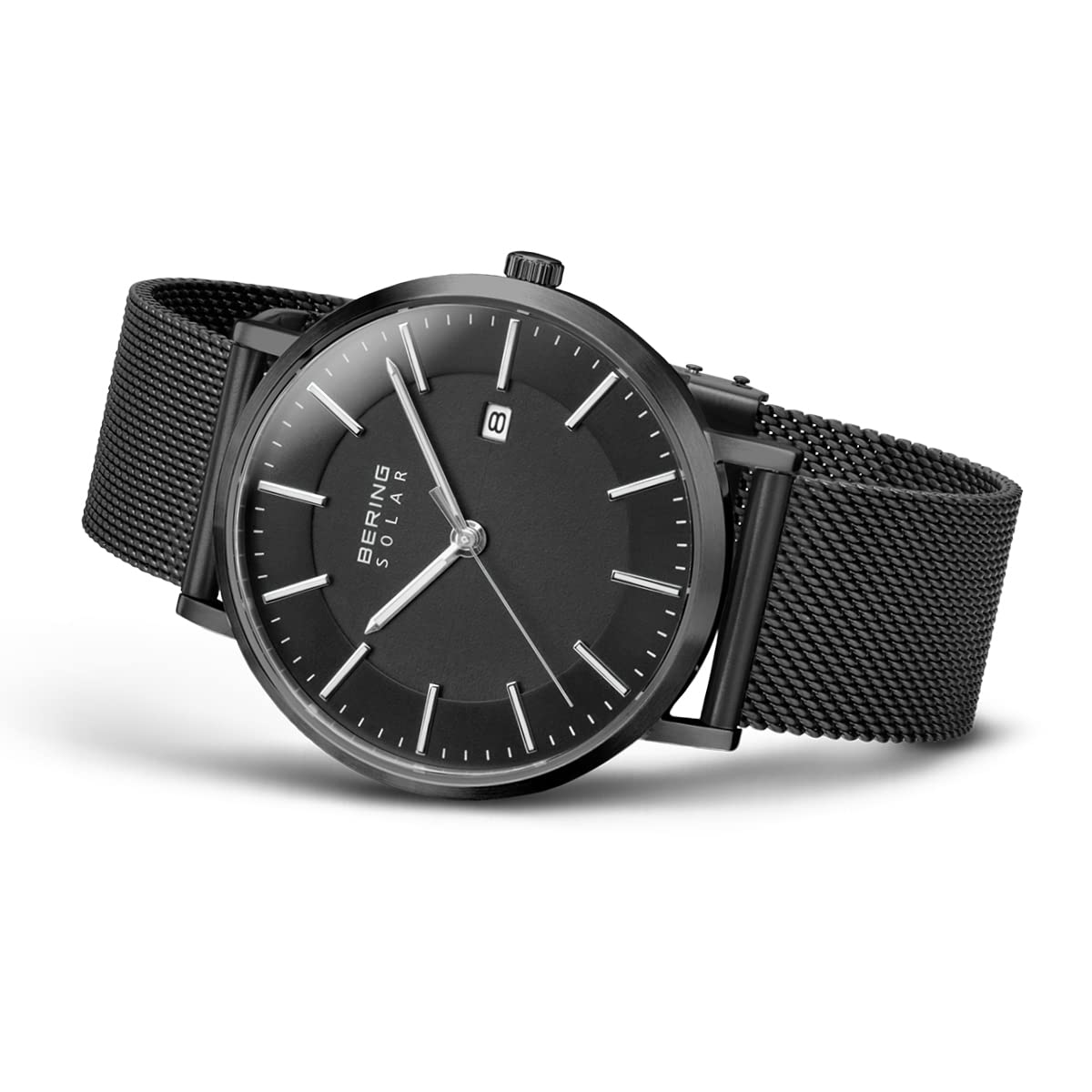Bering Herren Solar Uhr | Armbanduhr 39 mm Edelstahlgehäuse und Zifferblatt | Milanaisearmband | Saphierglas | 10 ATM | 15439