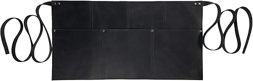 Hide & Drink, Delantal de cintura, bolsillos remachados, accesorios de camarera y camarero, pantalones cortos de servidor, cuero de grano completo,