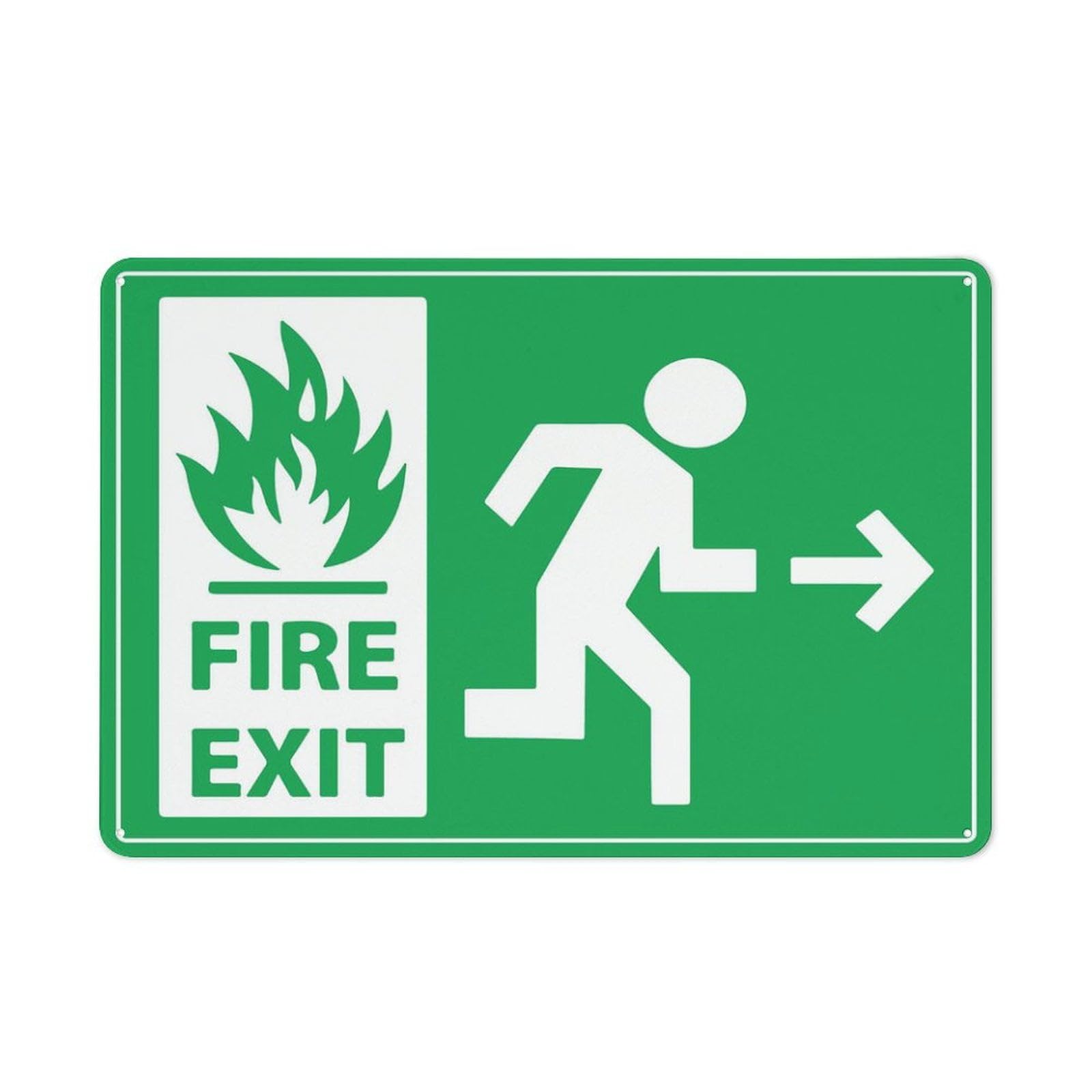 Peiyeety A04 Fire Exit Running Man (Right Arrow) Sign Outdoor, Uv Printed Rust Free Aluminum 12X16 Inches,Yard Sign For Home, Business, Driveway Alert