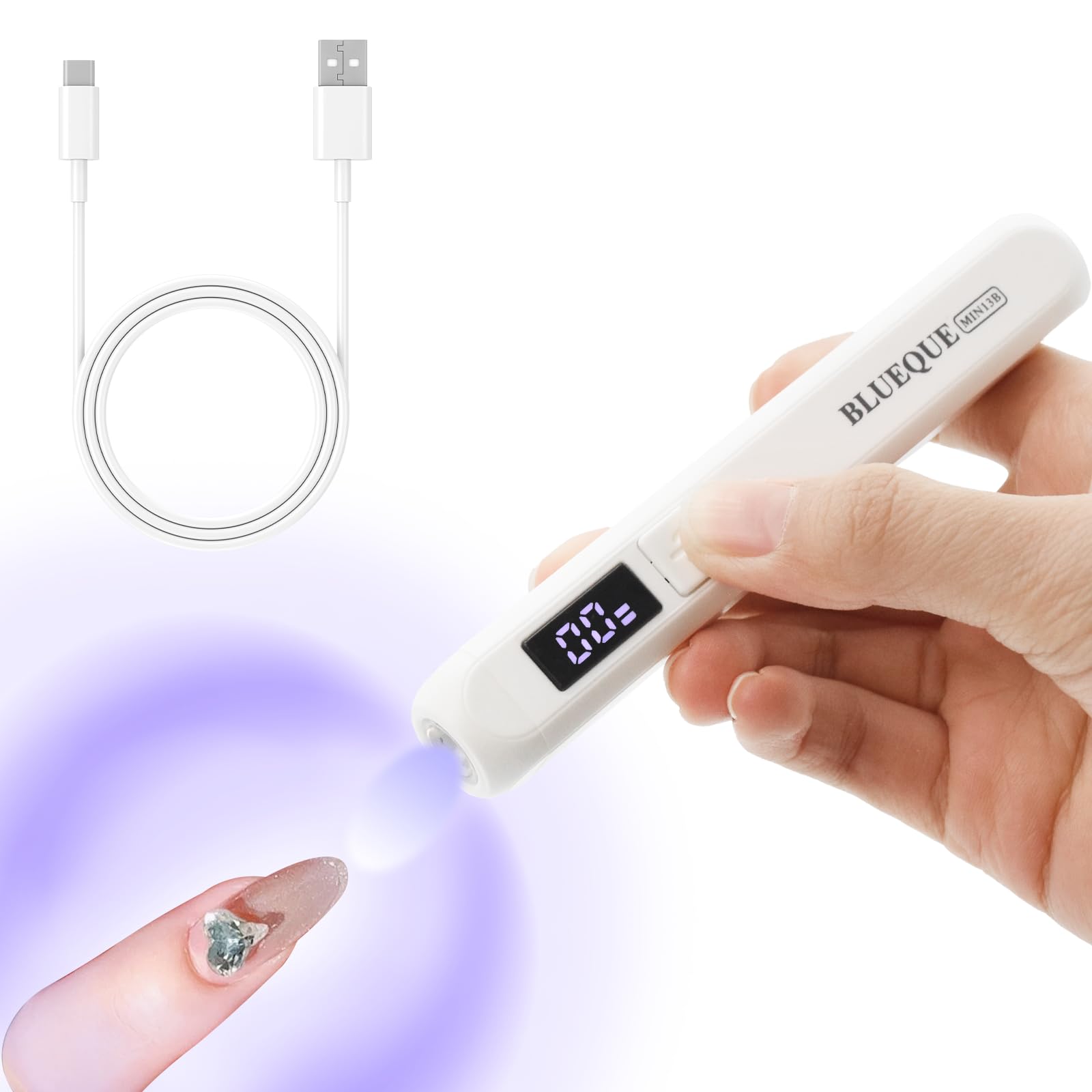 Mini lámpara de uñas Aolkee, lámpara LED para uñas de gel, lámpara UV para uñas de gel, portátil, recargable por USB, con pantalla LED, portátil