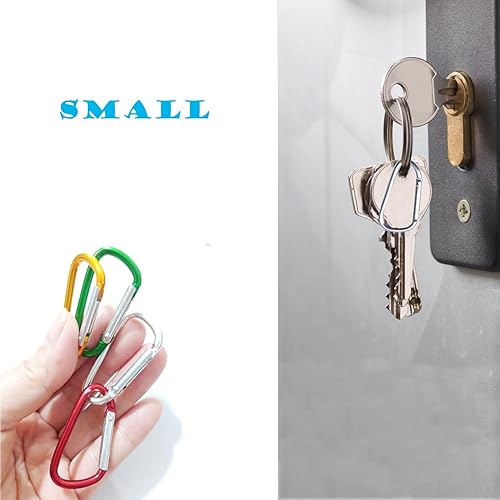 Miniatura 5 de Paquete de 12 mosquetones de aluminio en forma de D, clip de llavero ligero en forma de D de 1.82.22.4 pulgadas, hebillas de mosquetón multiusos con