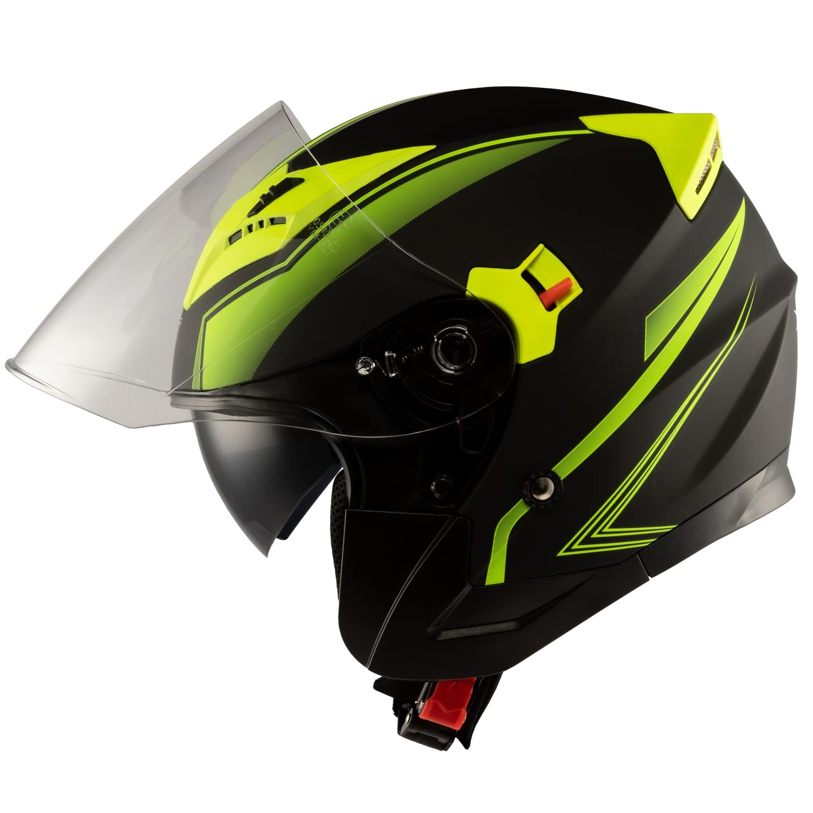 City Motorradhelm Jet Doppeltvisier ECE 22-05 Zertifikat Mattt Schwarz Fluo M