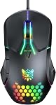 Wired PC Gaming Mouse: High Precision Sensor,RGB Backlit, Adjustable DPI, 7 Buttons Programmable,Ergonomic mice for Office & Gaming on Windows/Mac/Linux/Chrome-Black