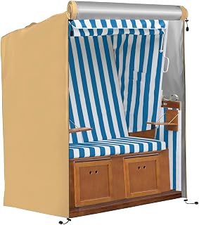FINEW Strandkorb Schutzhülle Winterfest, 420D Oxford Gewebe Strandkorbhüllen 135x105x175/140cm, Schutzhülle Strandkörbe Winddicht, Reißfest, UV Beständig, Abdeckung Strandkorb Wasserdicht (Gelb)
