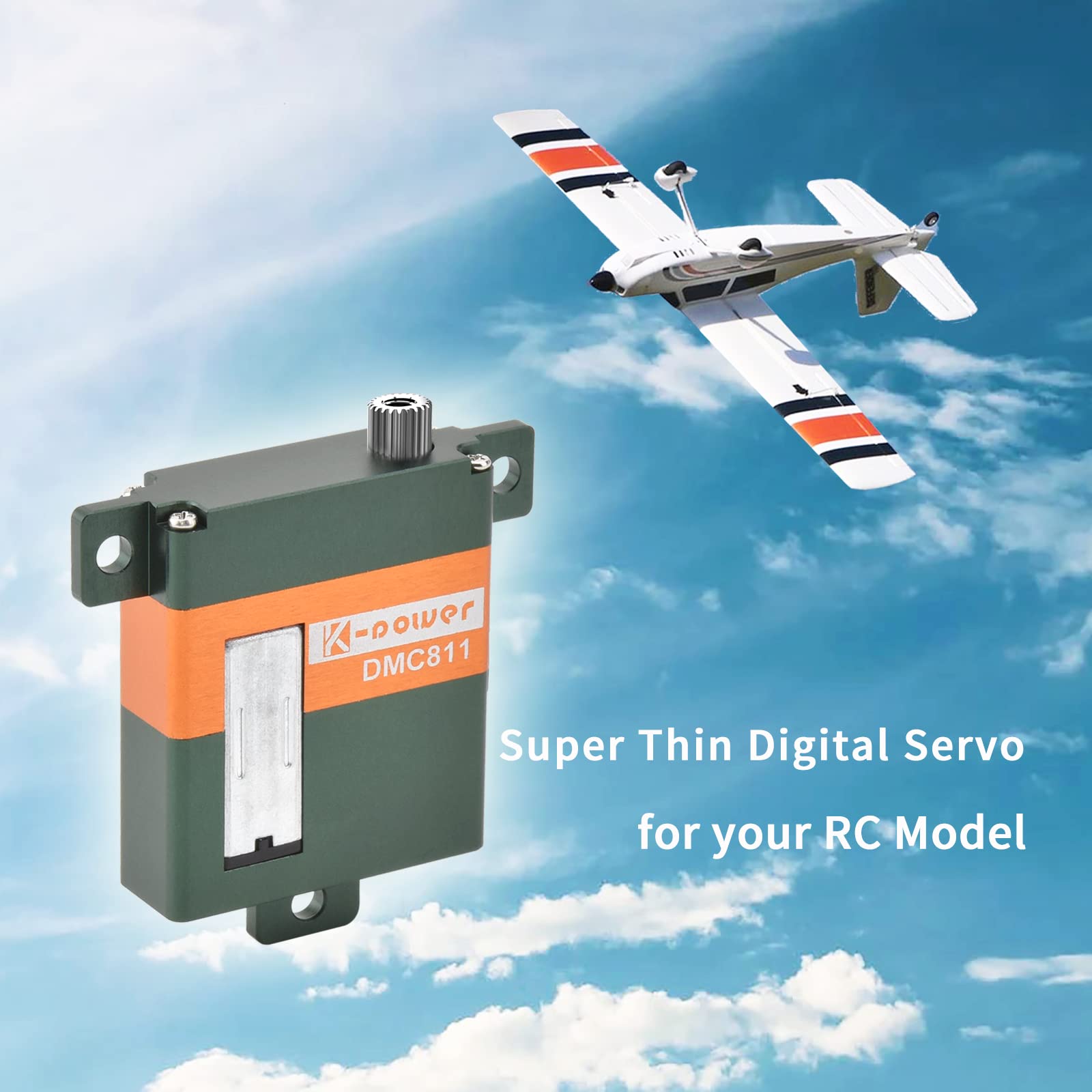 K-Power DMC811 8KG Thin-Wing Servo,29G Mini RC Servo,Digital Servo for RC Airplane Glider,Full Aluminum case servo