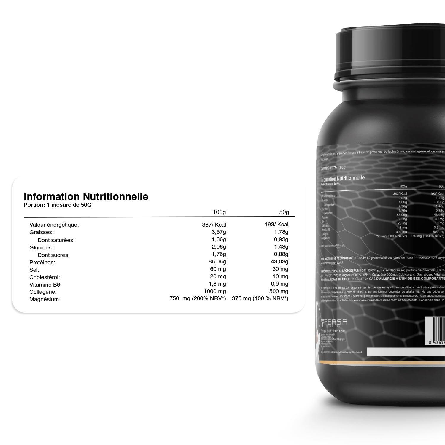 Healthy Fusion Whey Protein | 43 g/dose Protéine Whey Pure avec Collagène, Magnésium et Vitamine B6 | Augmente la masse musculaire, améliore l’entraînement et renforce les articulations | 1000 g