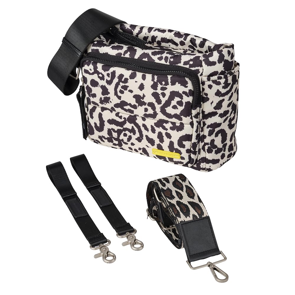 baba bing Cross Body Softshell Changing Bag - Leopard Print - Baby Changing Bags | Convertible Design Baby Nappy Bag | Nappy Changing Bags - Crossbody/Hand-Held Diaper Bag