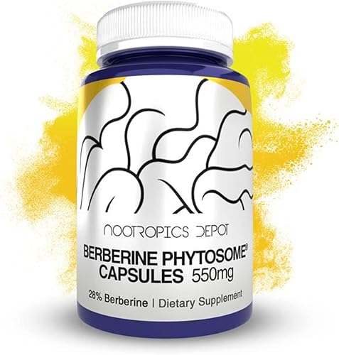 Nootropics Depot Cápsulas de fitosoma de berberina  550 mg  Berberina de alta biodisponibilidad  Berbevis  Berberis aristata  Salud metabólica,