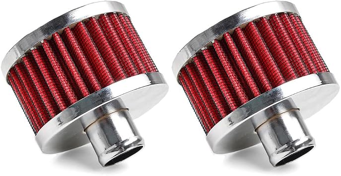 23mm Car Air Filter Universal Cold Air Intake Filter High Flow Vent Valve Cover Breather Filter Red- 2 Pcs