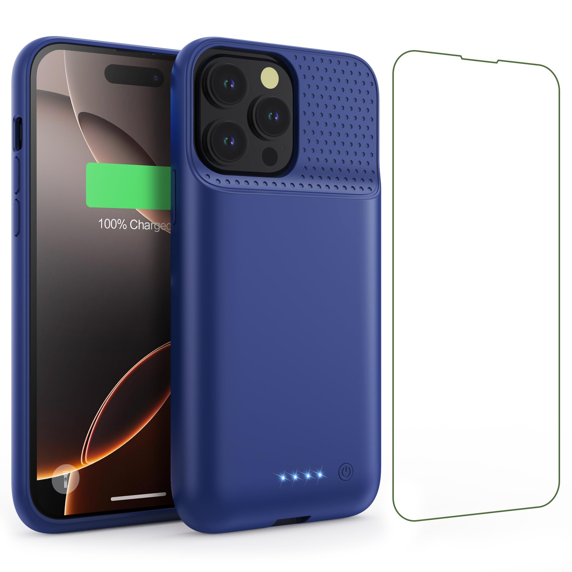 Feob Cover Batteria per iPhone 16 Pro Max, 8600mAh 15W Custodia Ricaricabile Battery Case Custodia Batteria Cover Caricabatterie Power Bank per iPhone 16 Pro Max (6,9") Charger Case (Blu)