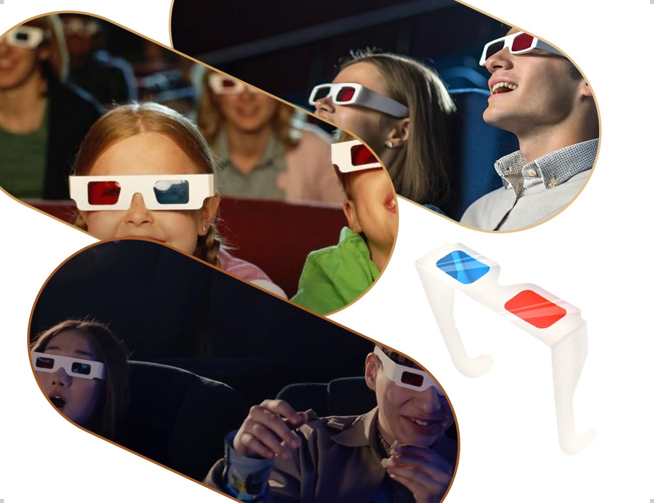 10 par okularów 3D, papierowe okulary stereo, czerwone i niebieskie soczewki, filmy 3D i dekoracje podróżne, używane do rozrywki domowej, sale szkolne, wystawy naukowe