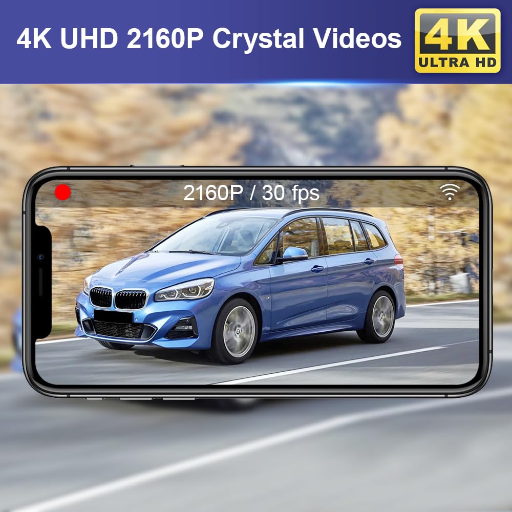 Fitcamx Dashcam 4K Compatible avec BMW 2 Series Gran Tourer and Active Tourer F45 F46 2016-2022, OEM Caméra de Voiture 2160P UHD Video WiFi, G-Senseur, Enregistrement en Boucle, Plug&Play, Carte 64 Go
