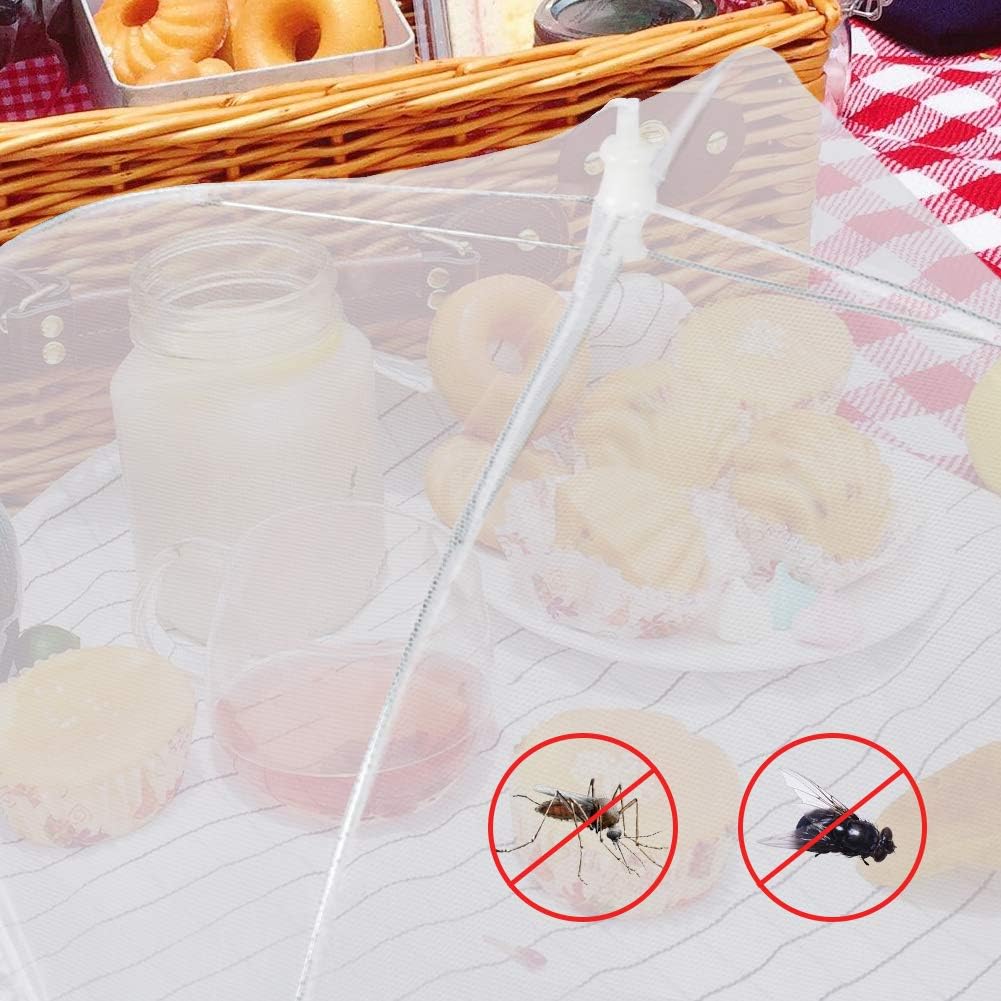  | (6 Pack) 17 Inch(L) x17 Inch(W) x8 Inch(H) Pop-Up Mesh Screen Food Cover Tent Umbrella for Outdoor Camping, Picnics, Parties, BBQ, Collapsible and Reusable Food Net Cover: Plate Serving Covers