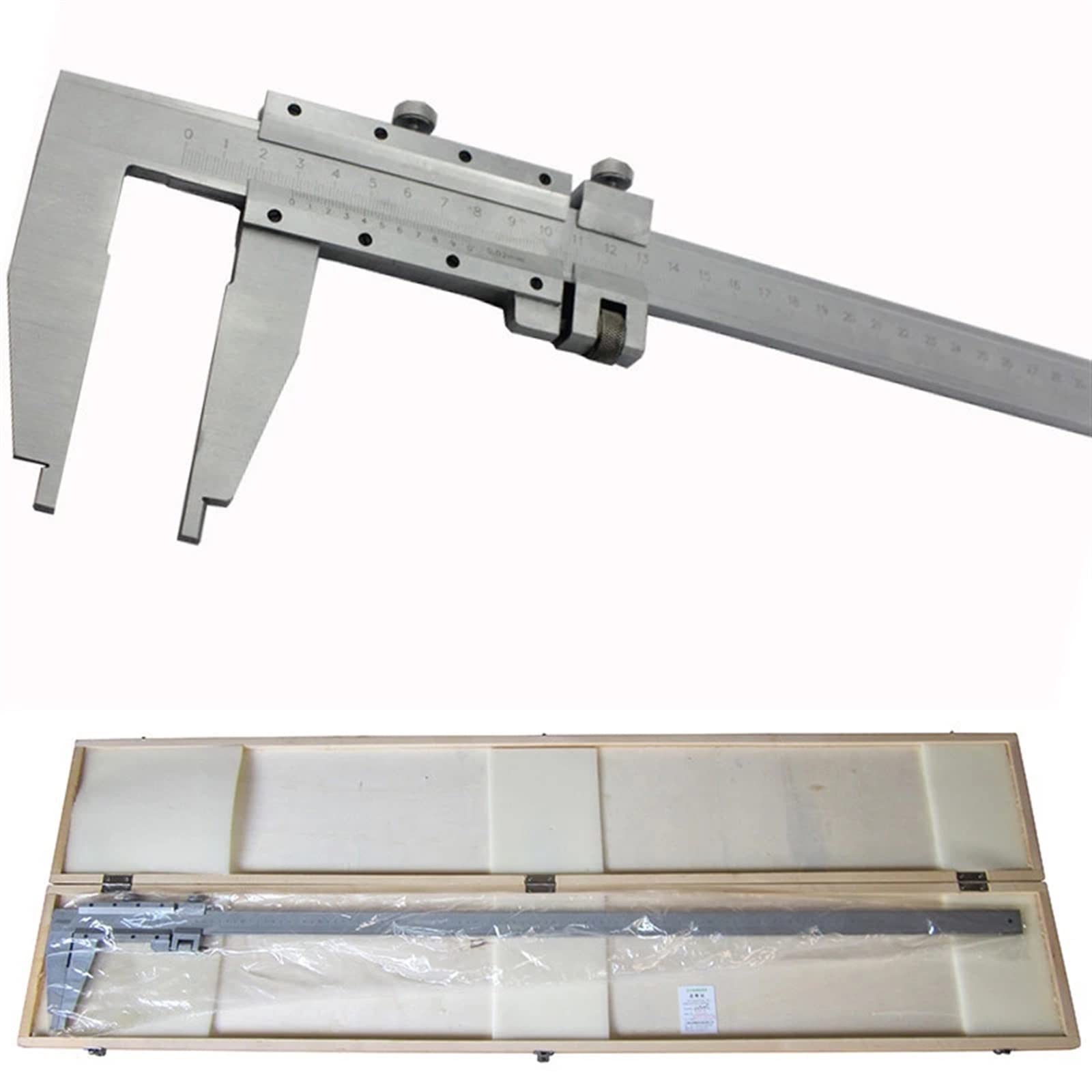 0–1000 mm robuster Messschieber mit Spitzenbacken ohne Oberbacken, hergestellt aus Lineal