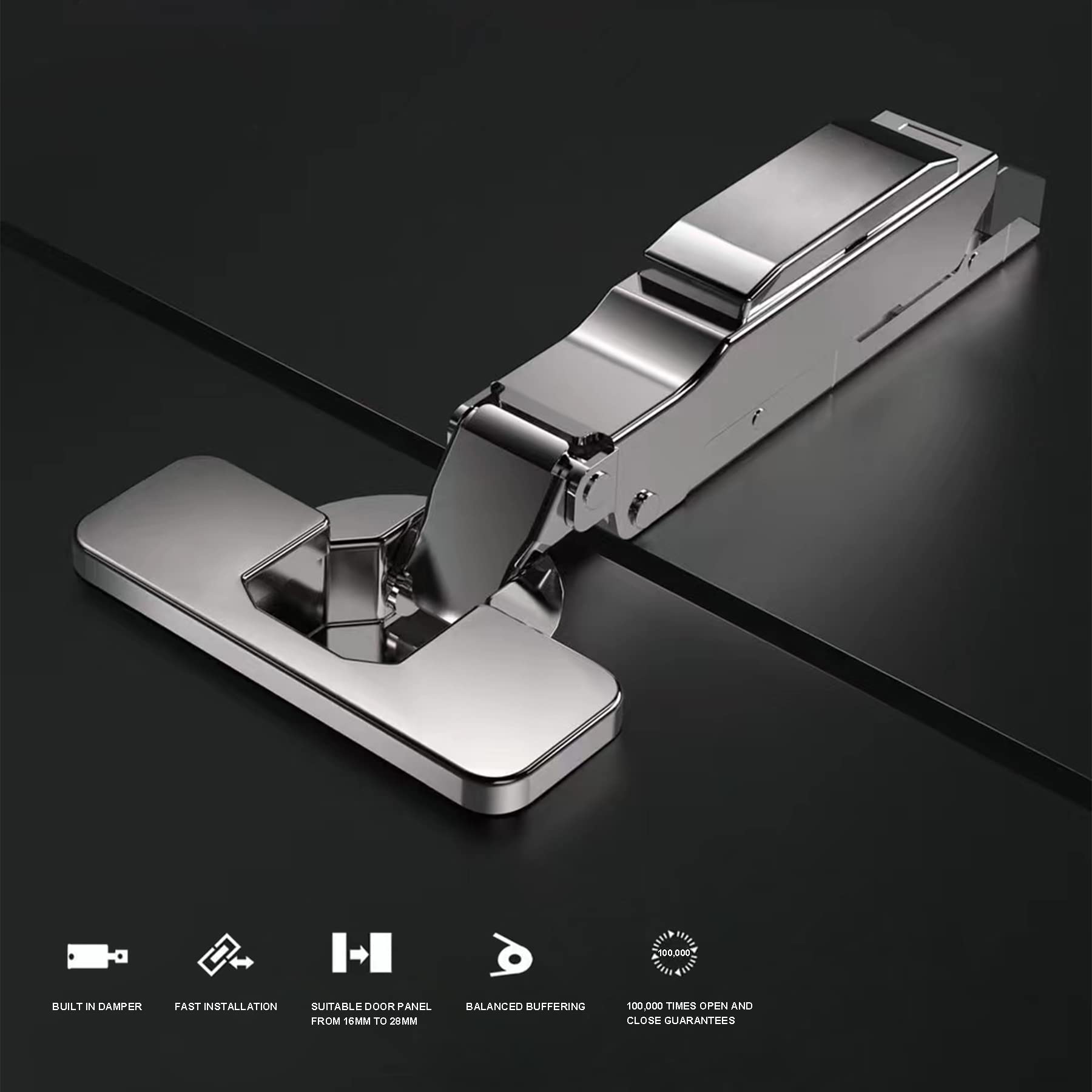 GEFONG 95 Degree Full Overlay Kitchen Cabinet Soft Close Universal Hinges 35mm with Damper Buffering Mute Hinge for Wardrobe Cupboard Door Pack of 2 Pieces - Image 3
